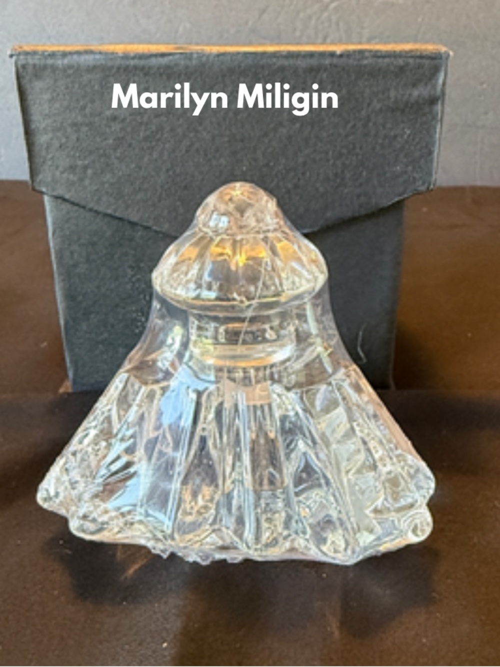 NIB, Marilyn Miglin Flower Top Crystal Cut Perfume Bottle.